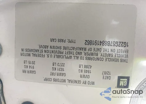 2008 Pontiac G6 from USA, damaged, VIN 1G2ZG57B884191862